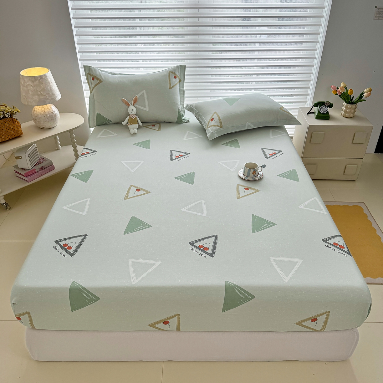 91家纺网 家纺一手货源 找家纺 壹贝家纺 2025新款A类印花全棉床笠 小可布丁