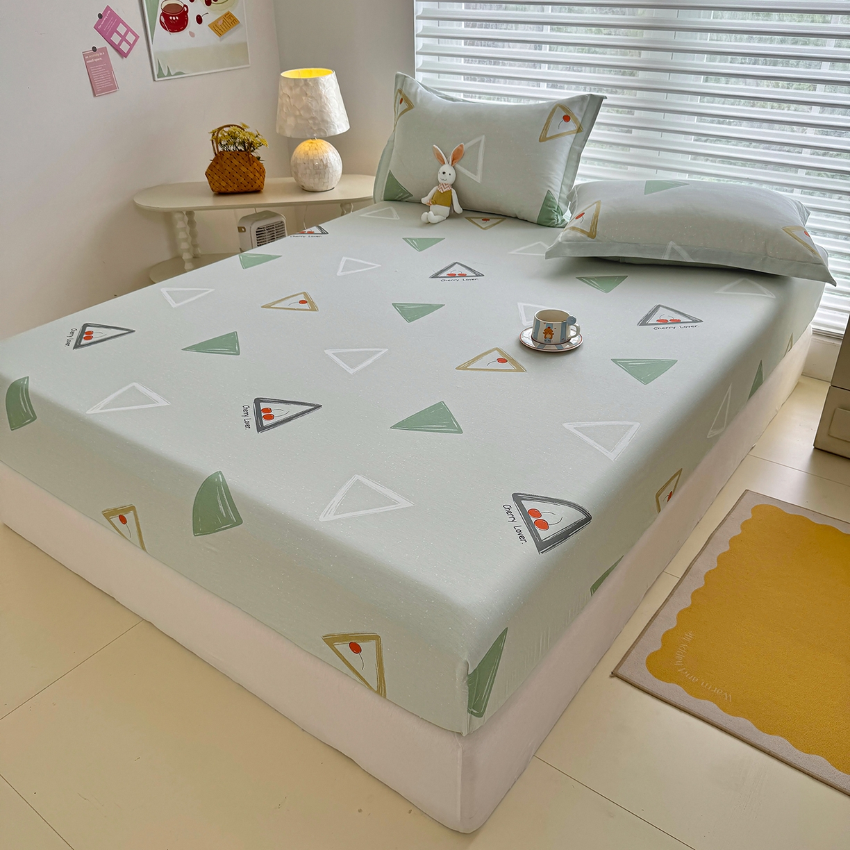 91家纺网 家纺一手货源 找家纺 壹贝家纺 2025新款A类印花全棉床笠 小可布丁