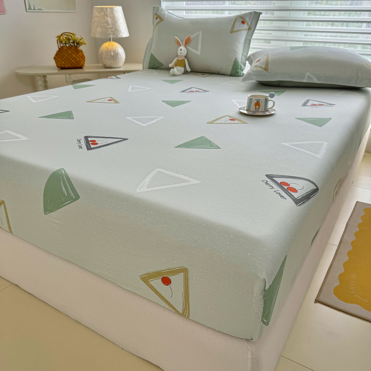 91家纺网 家纺一手货源 找家纺 壹贝家纺 2025新款A类印花全棉床笠 小可布丁