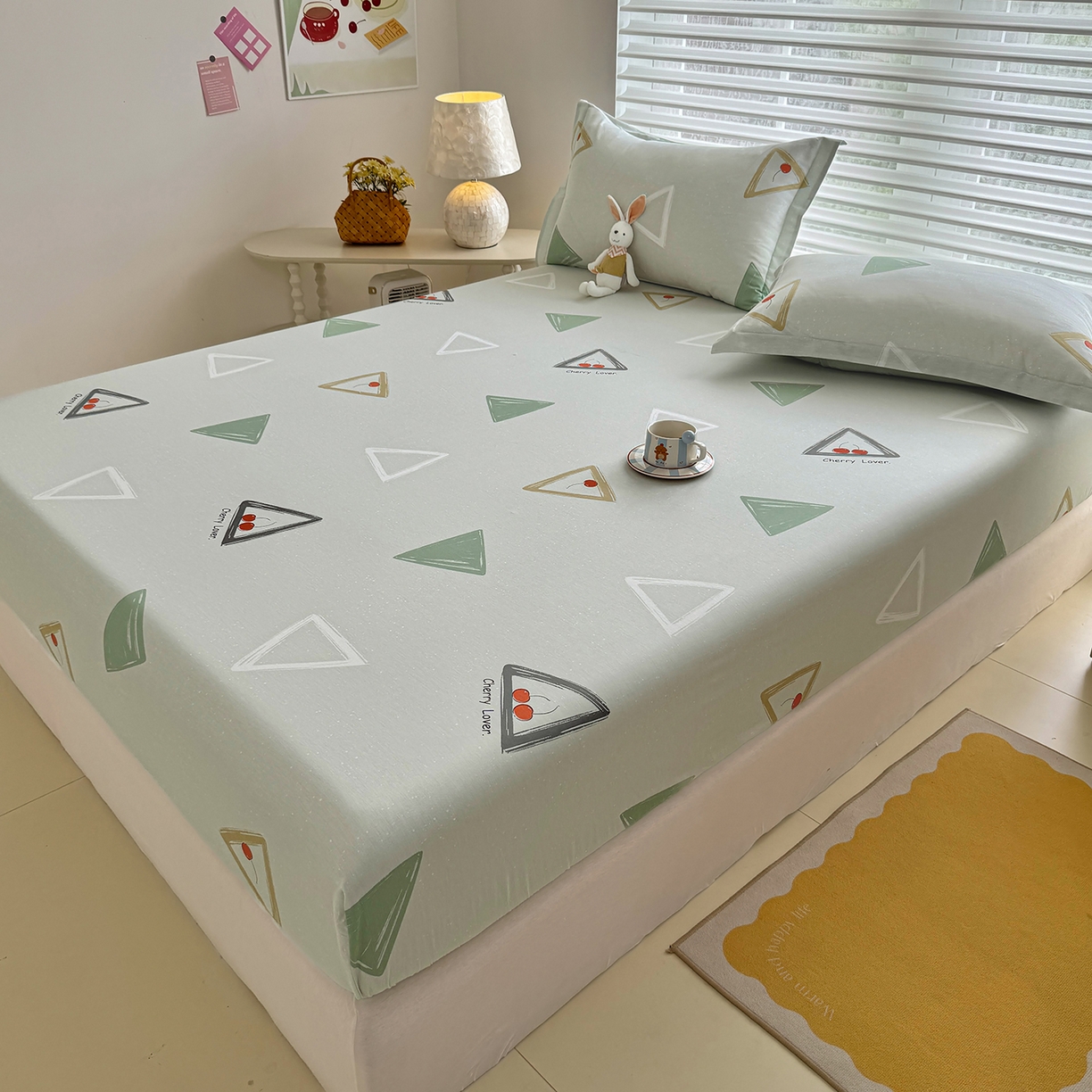 91家纺网 家纺一手货源 找家纺 壹贝家纺 2025新款A类印花全棉床笠 小可布丁