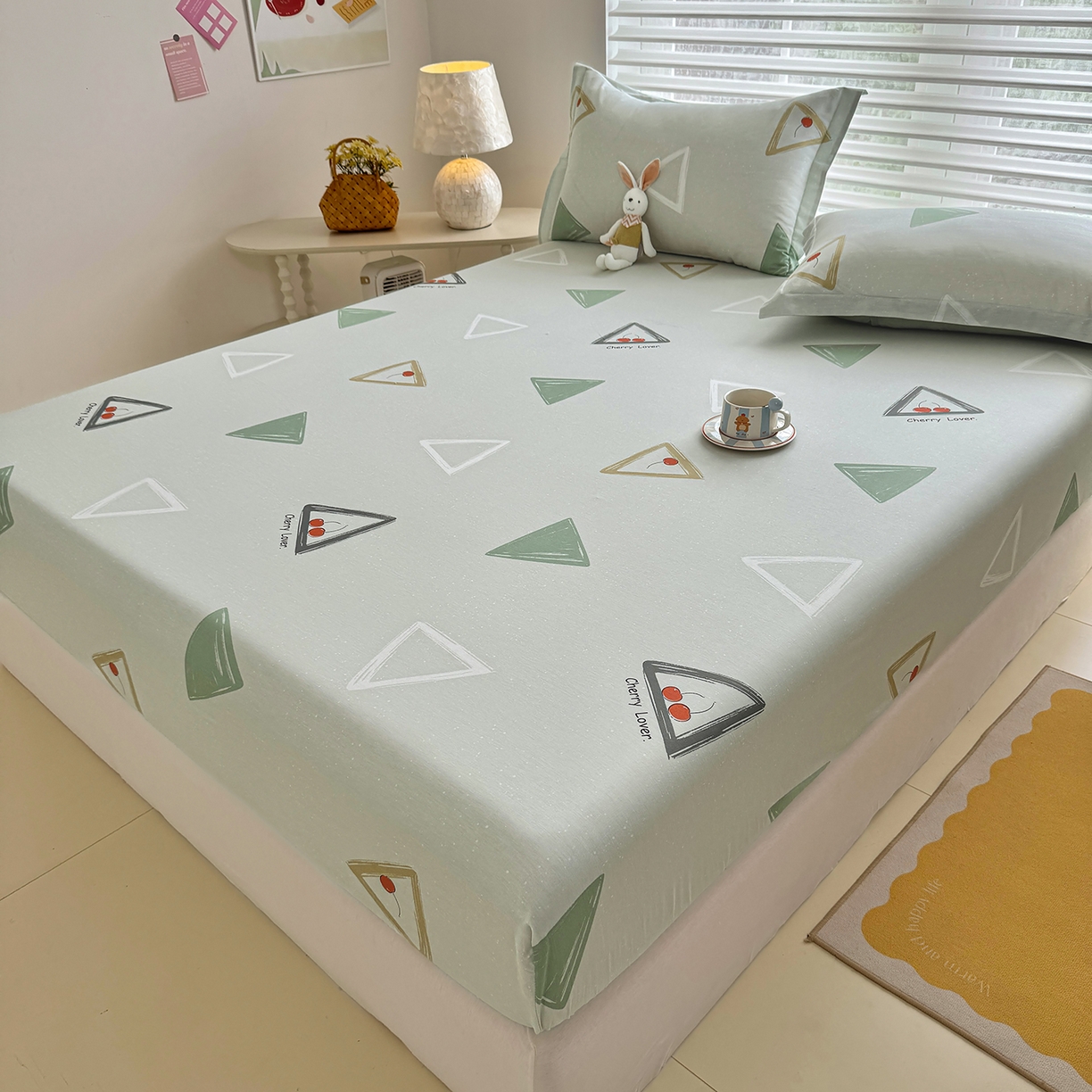 91家纺网 家纺一手货源 找家纺 壹贝家纺 2025新款A类印花全棉床笠 小可布丁