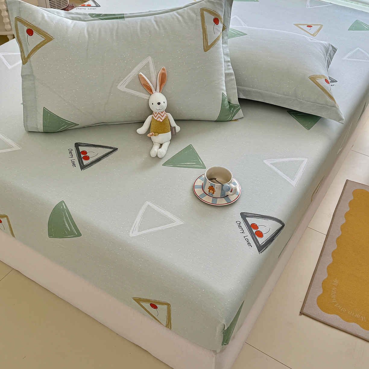 91家纺网 家纺一手货源 找家纺 壹贝家纺 2025新款A类印花全棉床笠 小可布丁