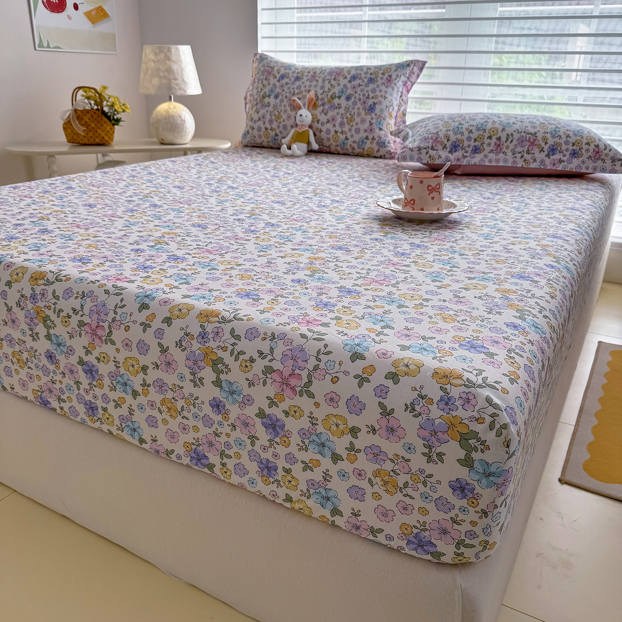 91家纺网 家纺一手货源 找家纺 壹贝家纺 2025新款A类印花全棉床笠 小美满