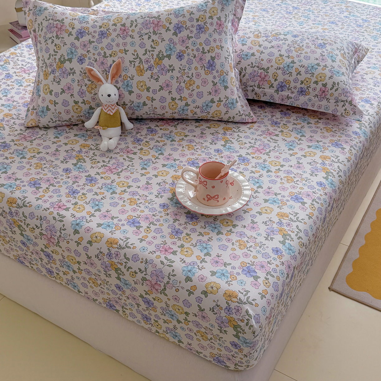 91家纺网 家纺一手货源 找家纺 壹贝家纺 2025新款A类印花全棉床笠 小美满