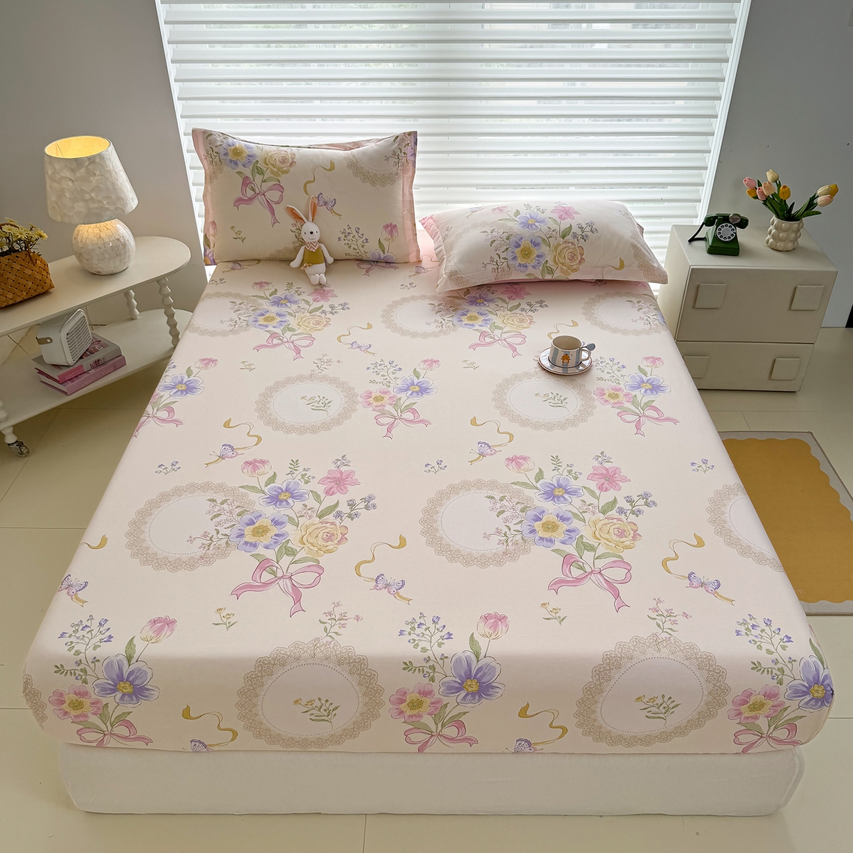 91家纺网 家纺一手货源 找家纺 壹贝家纺 2025新款A类印花全棉床笠 新恰如初