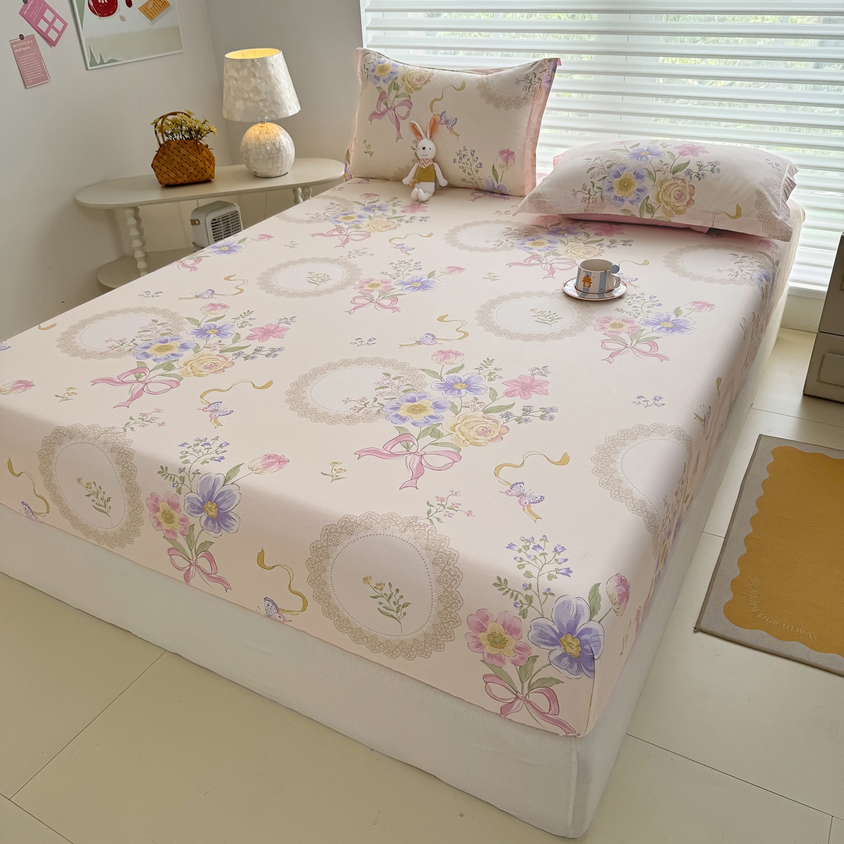 91家纺网 家纺一手货源 找家纺 壹贝家纺 2025新款A类印花全棉床笠 新恰如初