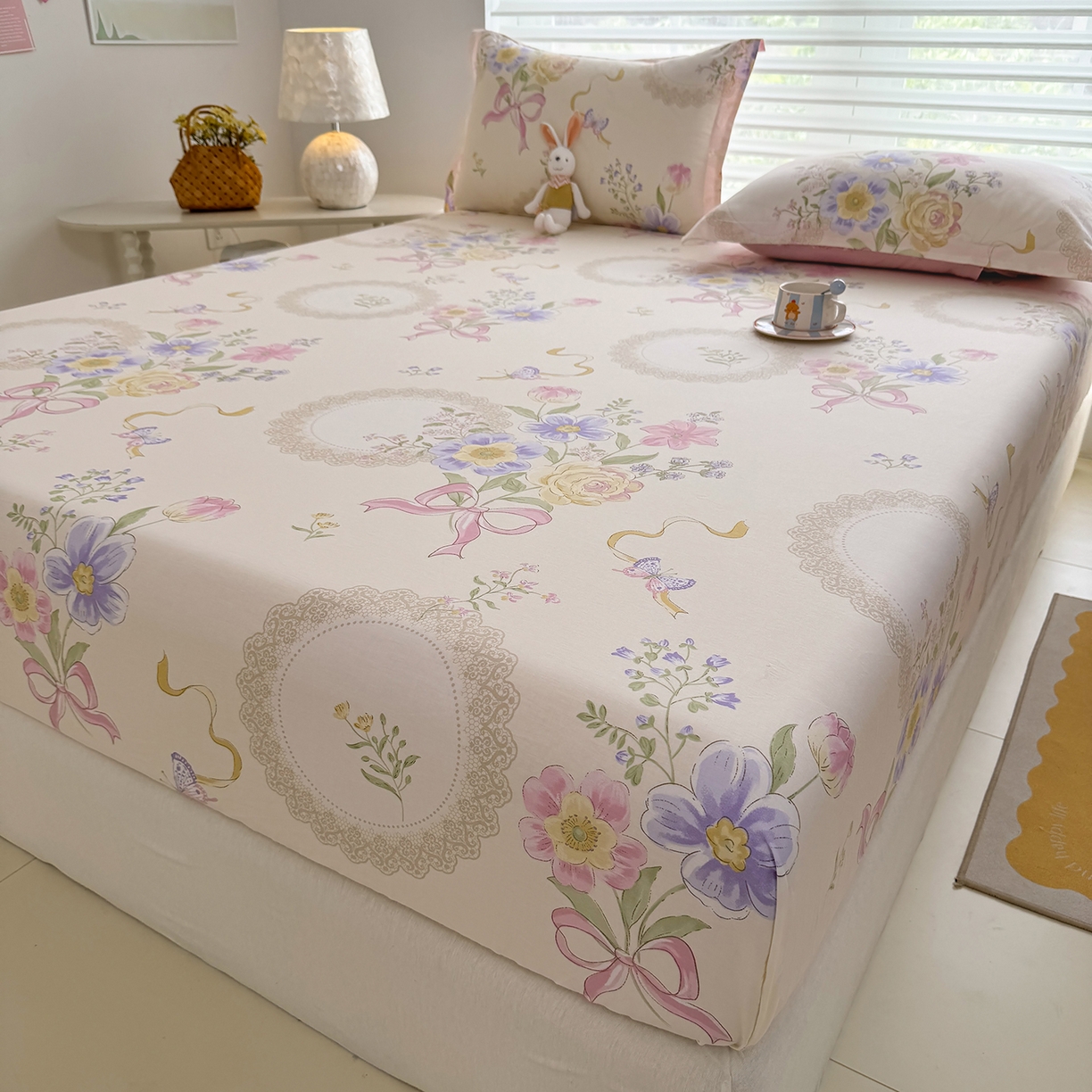 91家纺网 家纺一手货源 找家纺 壹贝家纺 2025新款A类印花全棉床笠 新恰如初