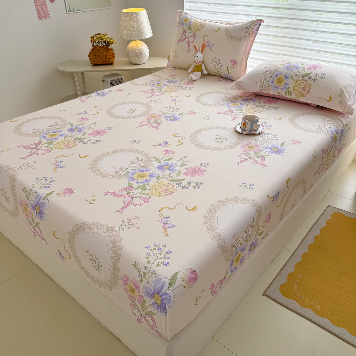 91家纺网 家纺一手货源 找家纺 壹贝家纺 2025新款A类印花全棉床笠 新恰如初