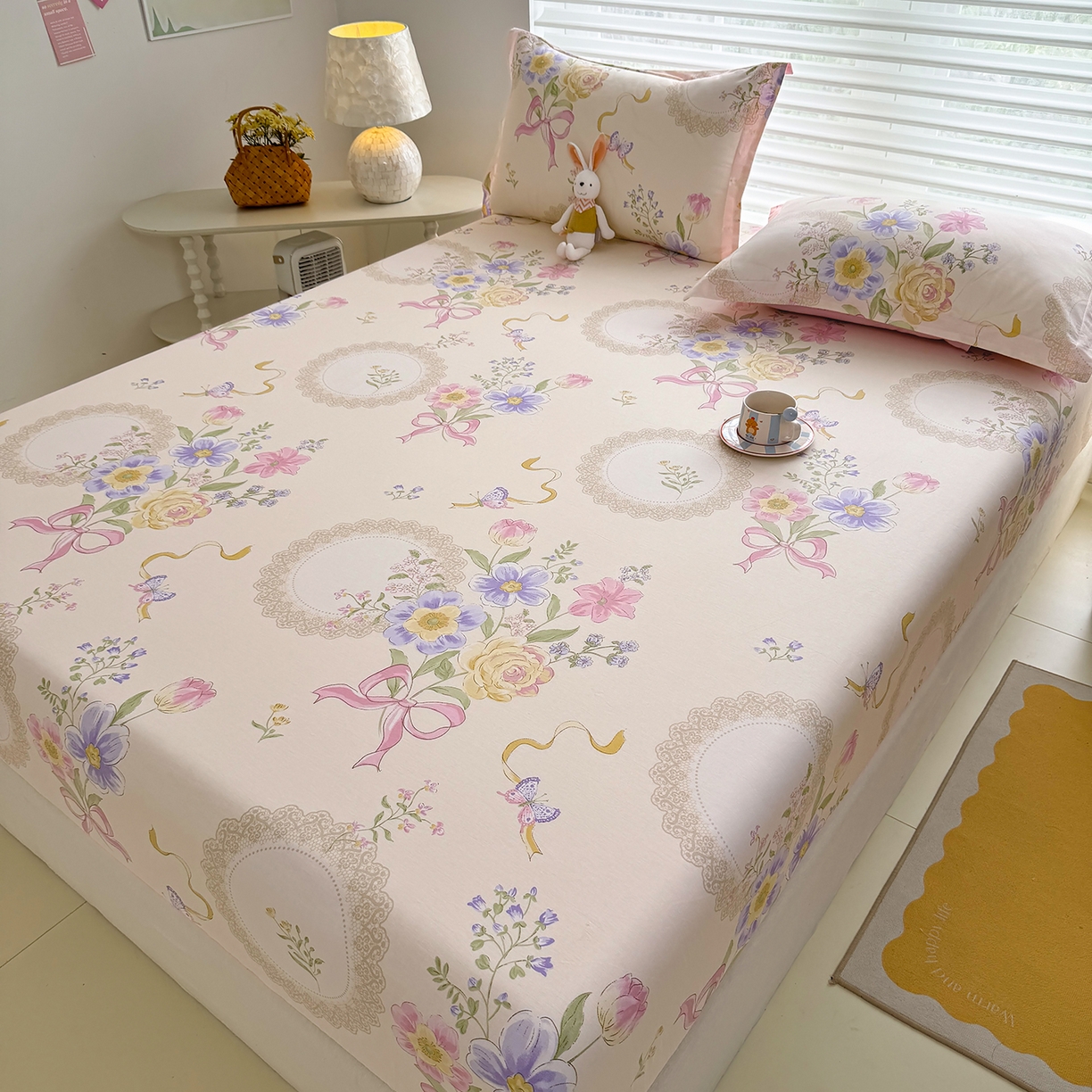 91家纺网 家纺一手货源 找家纺 壹贝家纺 2025新款A类印花全棉床笠 新恰如初