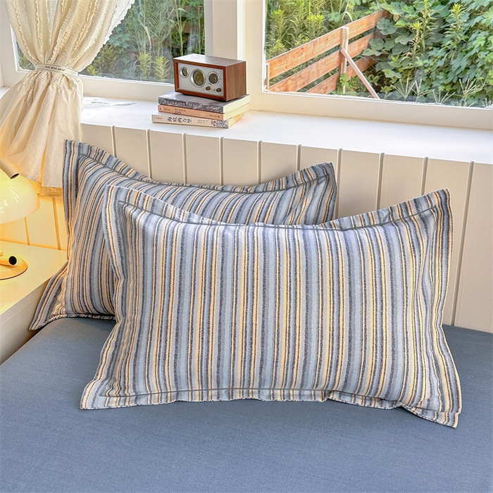 91家纺网 家纺一手货源 找家纺  简约 2025新款全棉四件套活性生态磨毛四件套 艾尔伦-蓝