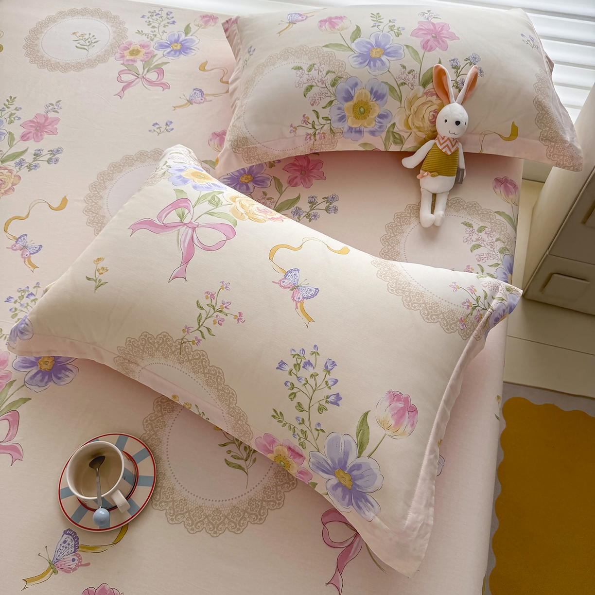 91家纺网 家纺一手货源 找家纺 壹贝家纺 2025新款A类印花全棉床笠 新恰如初