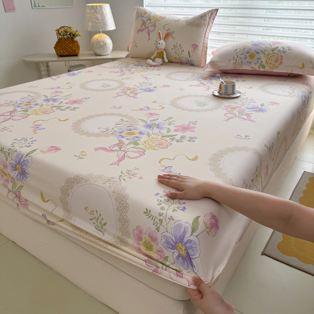 91家纺网 家纺一手货源 找家纺 壹贝家纺 2025新款A类印花全棉床笠 新恰如初