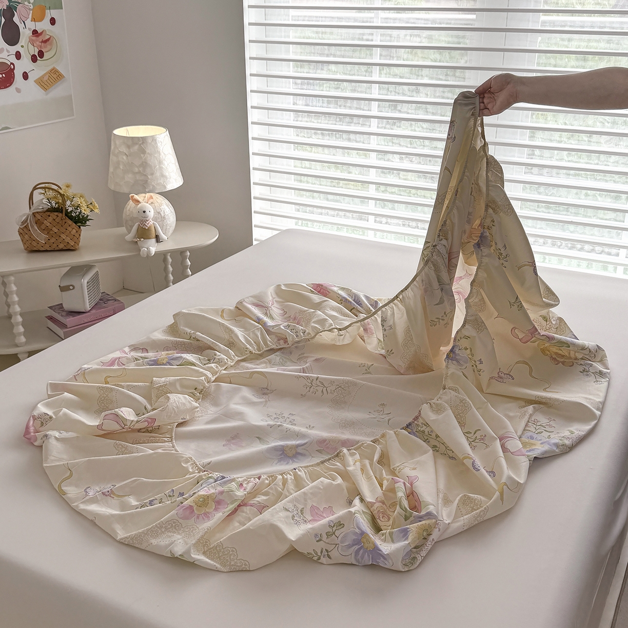 91家纺网 家纺一手货源 找家纺 壹贝家纺 2025新款A类印花全棉床笠 新恰如初