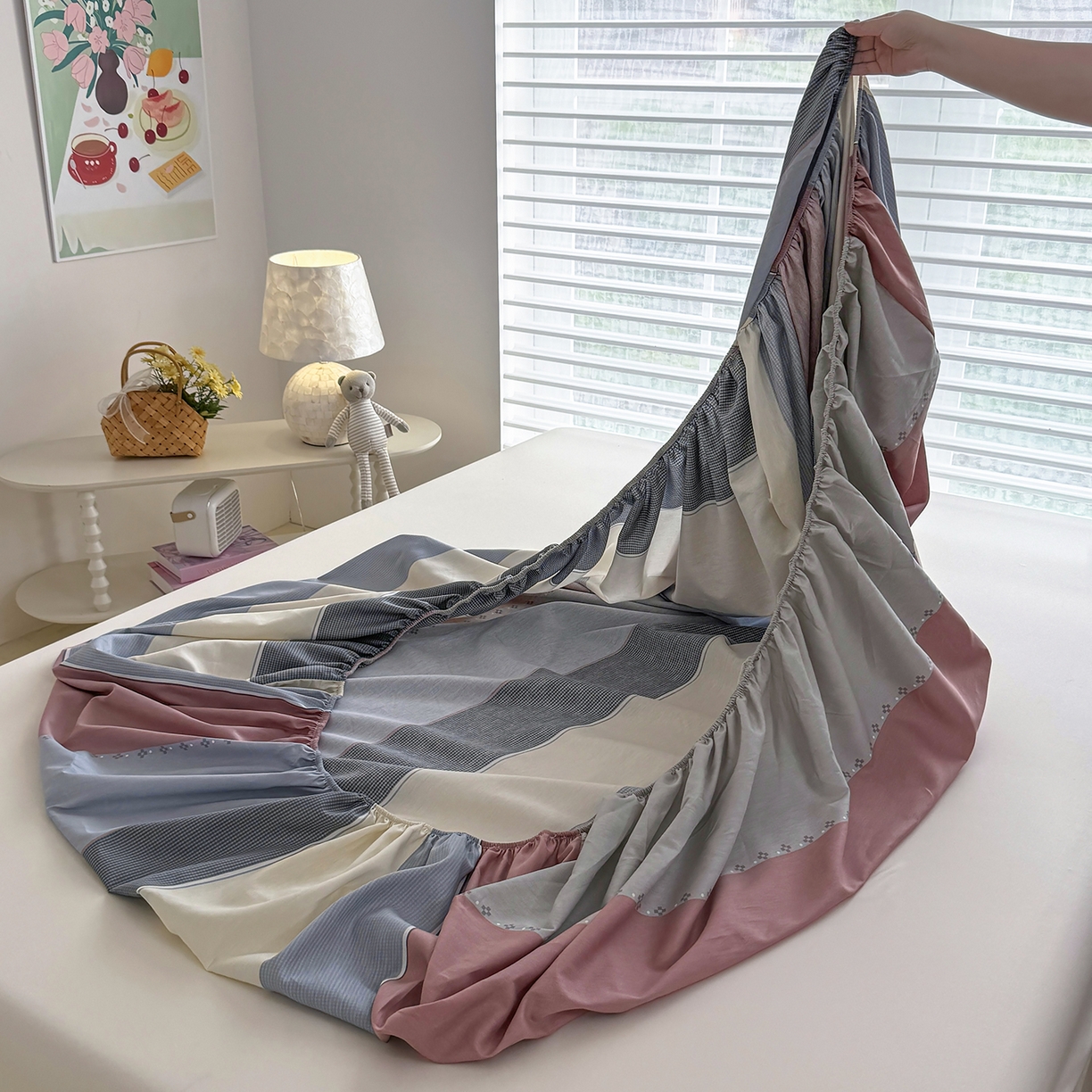 91家纺网 家纺一手货源 找家纺 壹贝家纺 2025新款A类印花全棉床笠 致青春