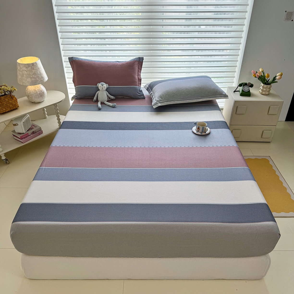 91家纺网 家纺一手货源 找家纺 壹贝家纺 2025新款A类印花全棉床笠 致青春