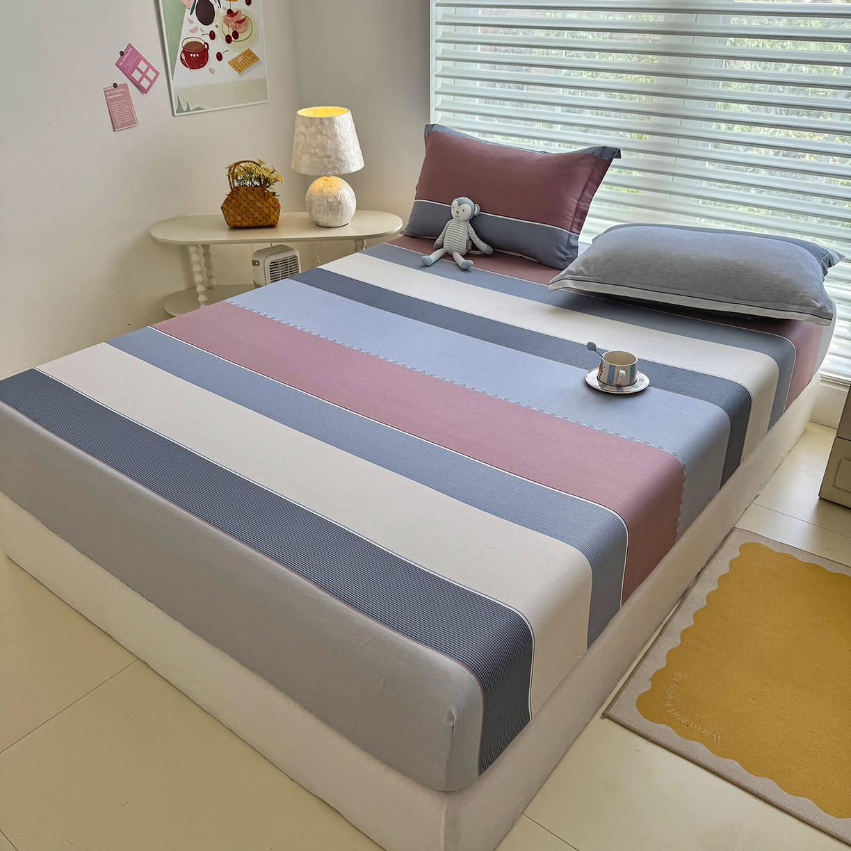 91家纺网 家纺一手货源 找家纺 壹贝家纺 2025新款A类印花全棉床笠 致青春