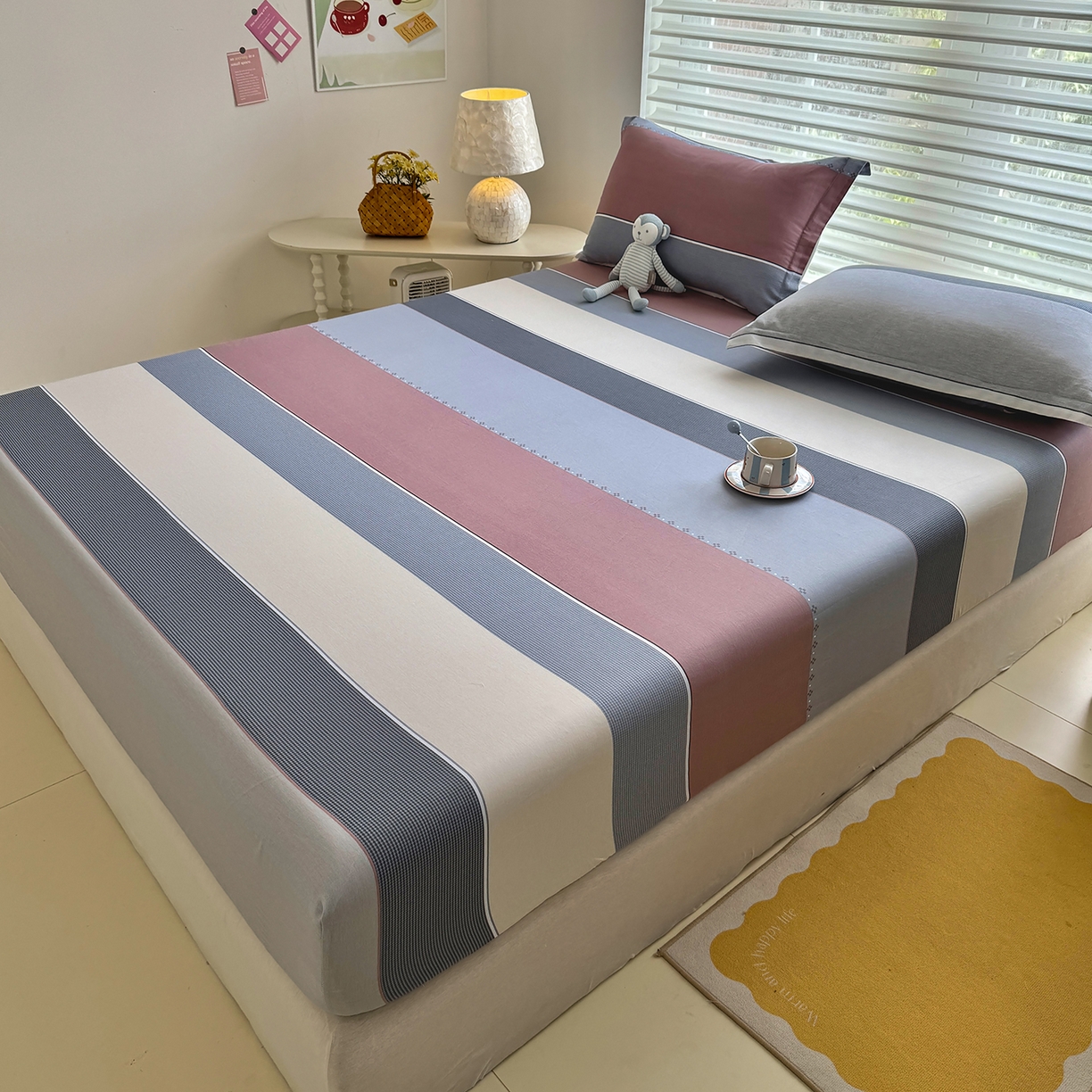 91家纺网 家纺一手货源 找家纺 壹贝家纺 2025新款A类印花全棉床笠 致青春