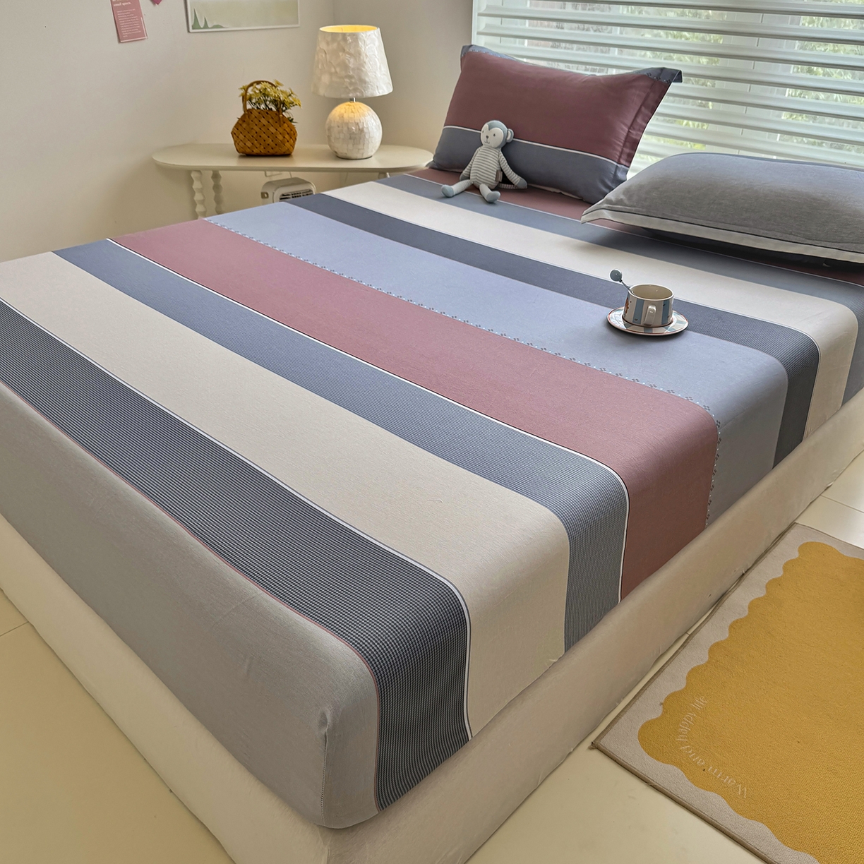 91家纺网 家纺一手货源 找家纺 壹贝家纺 2025新款A类印花全棉床笠 致青春