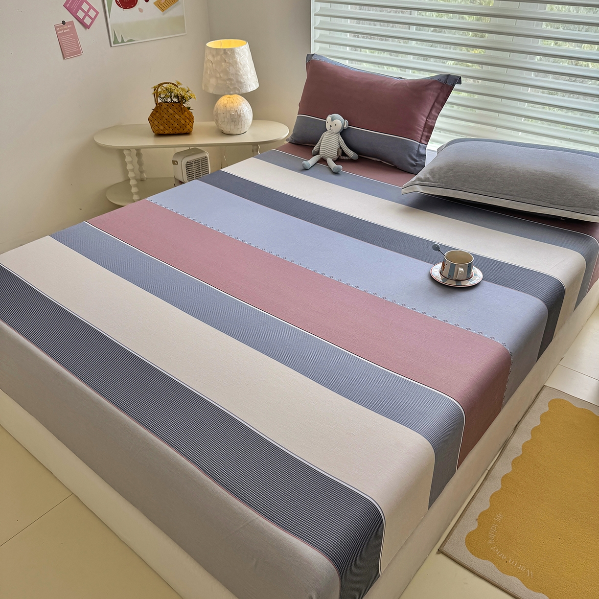 91家纺网 家纺一手货源 找家纺 壹贝家纺 2025新款A类印花全棉床笠 致青春