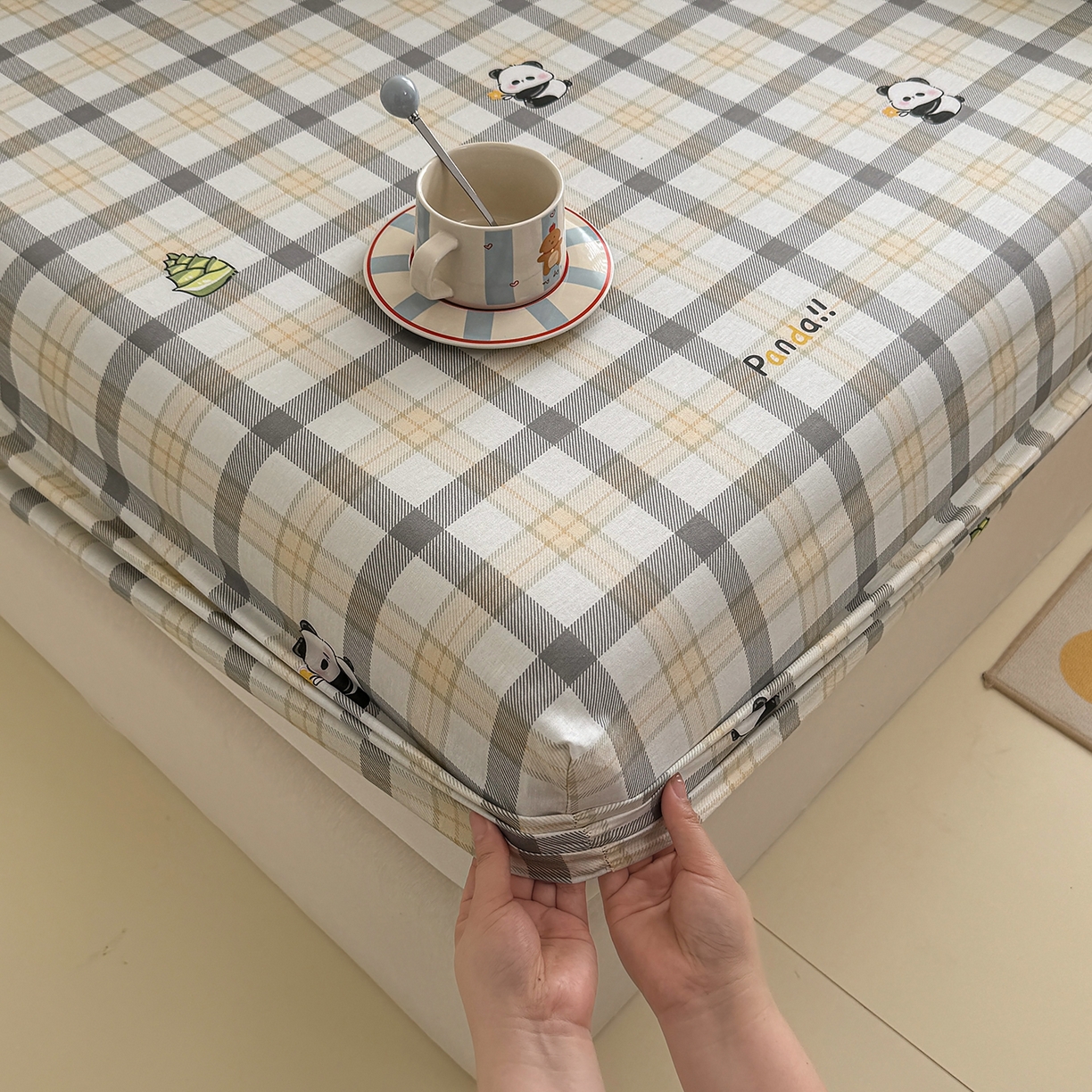 91家纺网 家纺一手货源 找家纺 壹贝家纺 2025新款A类印花全棉床笠 竹林物语