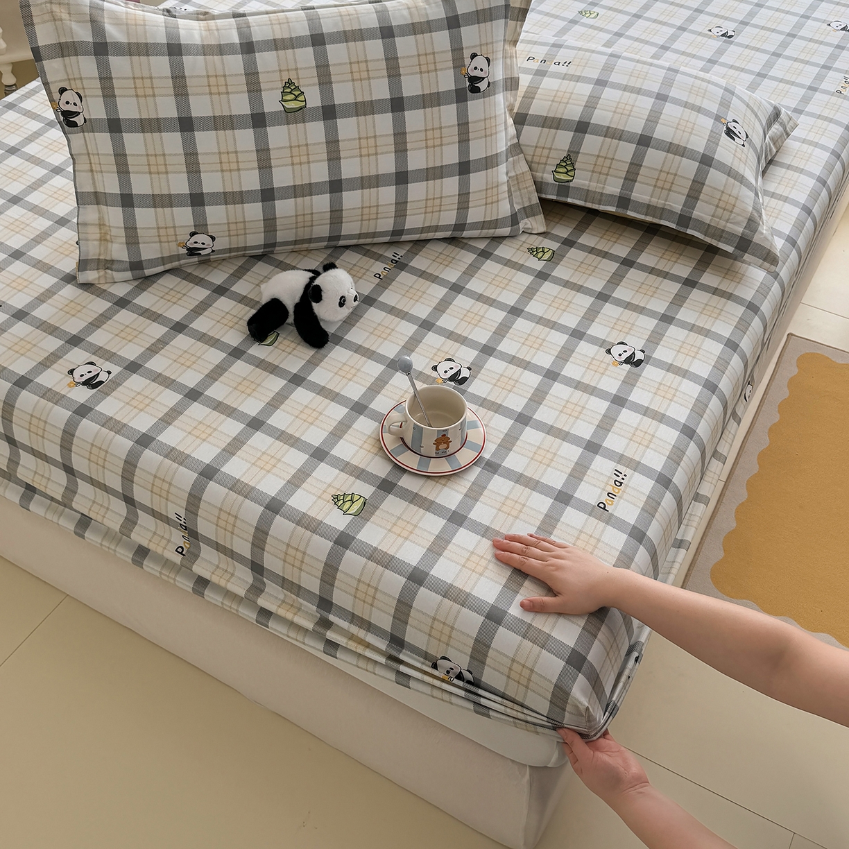 91家纺网 家纺一手货源 找家纺 壹贝家纺 2025新款A类印花全棉床笠 竹林物语