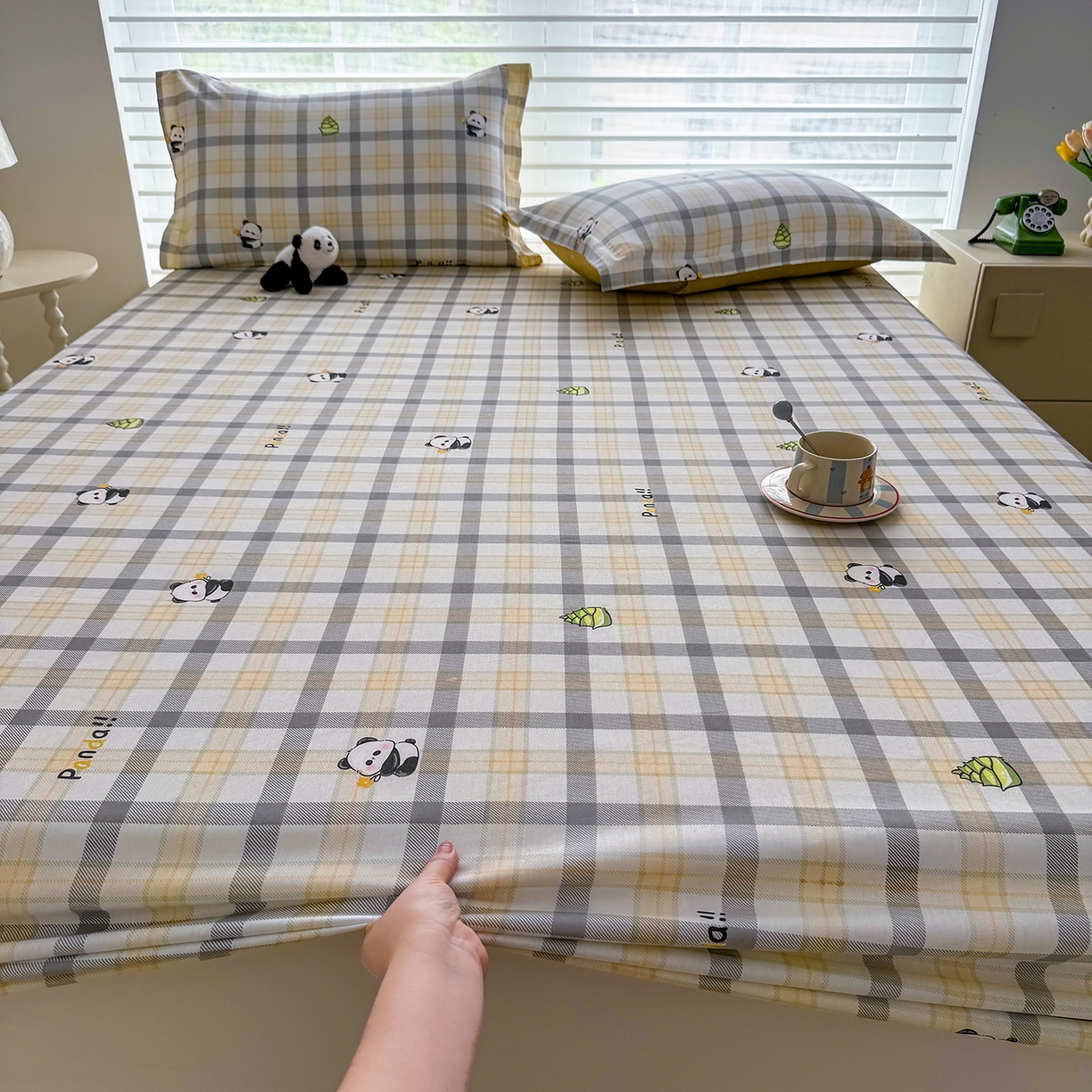 91家纺网 家纺一手货源 找家纺 壹贝家纺 2025新款A类印花全棉床笠 竹林物语