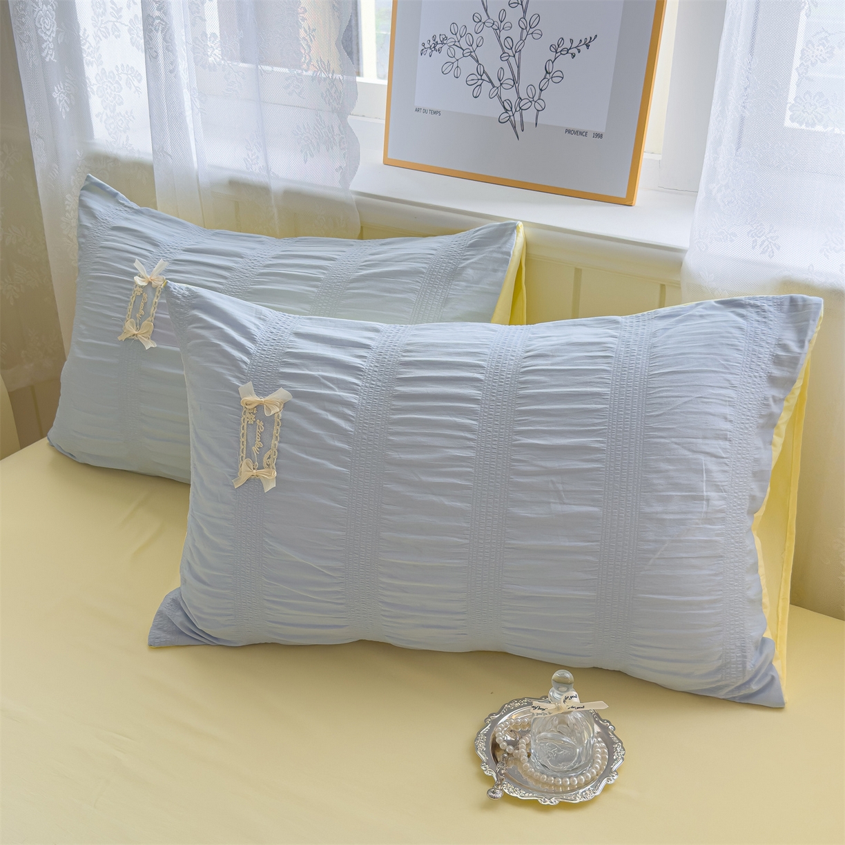 91家纺网 家纺一手货源 找家纺 （总）梦庭帛美 2025新款韩版公主风可乐泡泡纱四件套