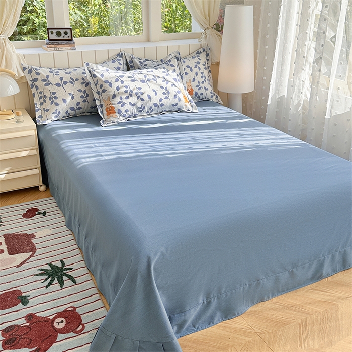 91家纺网 家纺一手货源 找家纺 简约 2025新款全棉四件套活性生态磨毛四件套 童画小兔