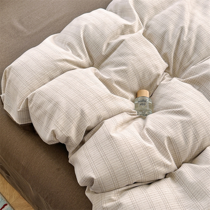 91家纺网 家纺一手货源 找家纺 简约 2025新款全棉四件套活性生态磨毛四件套 轩尼诗-咖