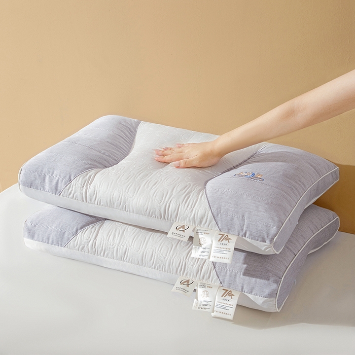 鼎晟纺 2025新款针织蚕丝护颈云朵枕学生枕头成人枕芯 枕头枕芯 针织蚕丝护颈云朵枕-灰色