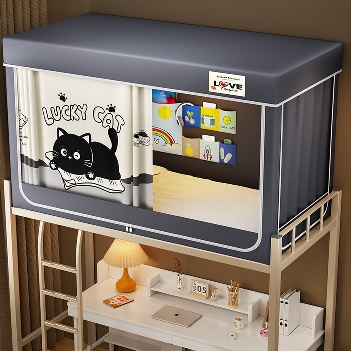 宜品雅 2025新款大版花学生宿舍遮光蚊帐 lucky猫