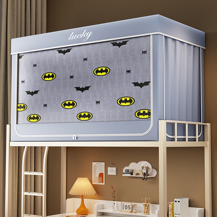 91家纺网 家纺一手货源 找家纺 宜品雅 2025新款大版花学生宿舍遮光蚊帐 蝙蝠侠