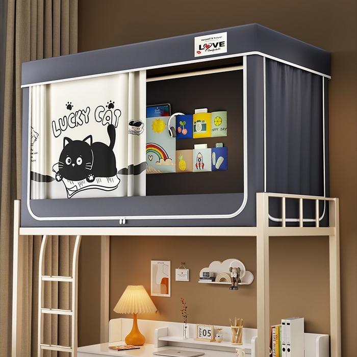 91家纺网 家纺一手货源 找家纺 宜品雅 2025新款大版花学生宿舍遮光蚊帐 lucky猫