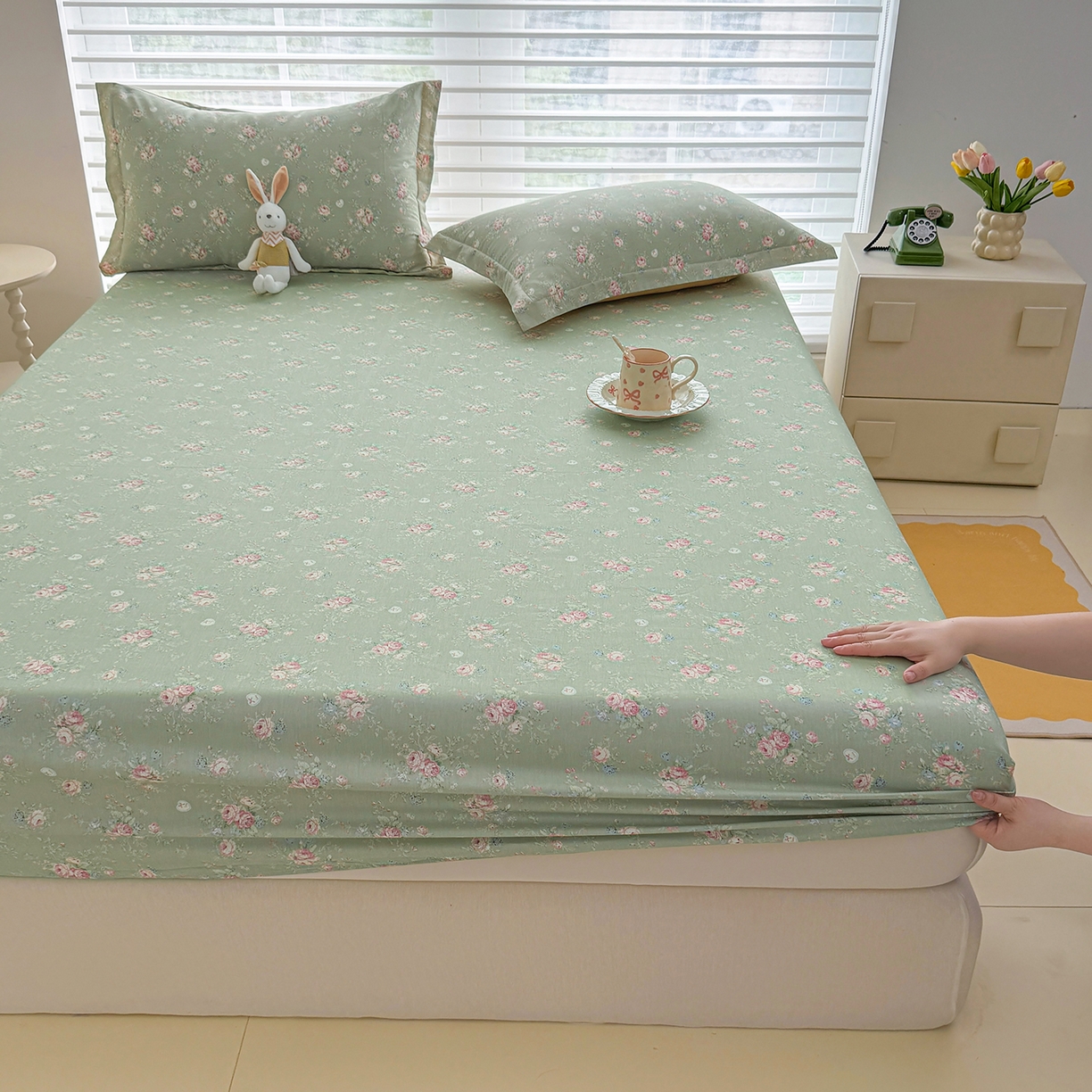 91家纺网 家纺一手货源 找家纺 （总）壹贝家纺 2025新款A类印花全棉床笠