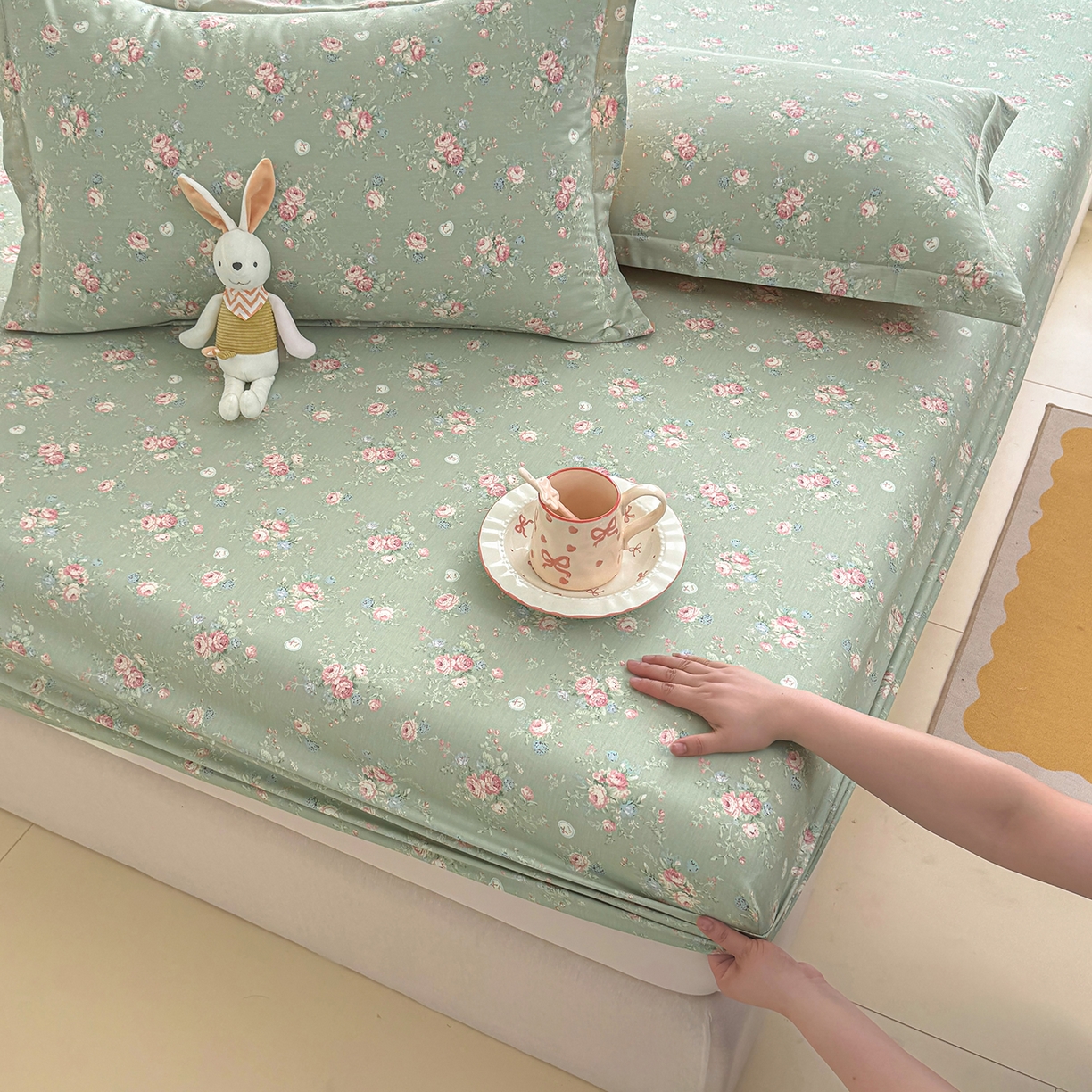 91家纺网 家纺一手货源 找家纺 （总）壹贝家纺 2025新款A类印花全棉床笠