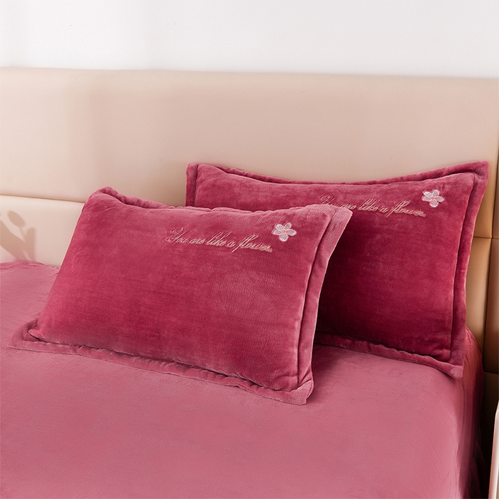 91家纺网 家纺一手货源 找家纺 绣女坊 2025新款高克重牛奶绒刺绣四件套 郁金香-豆沙