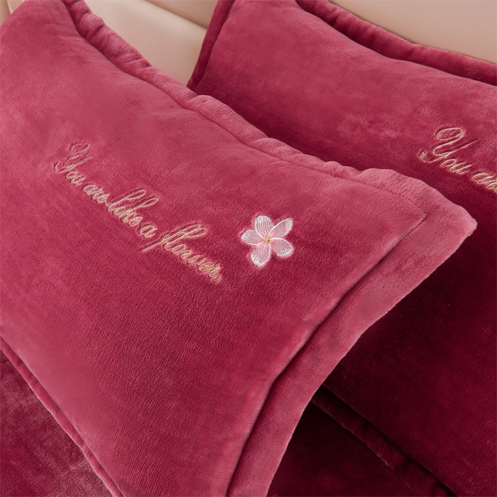 91家纺网 家纺一手货源 找家纺 绣女坊 2025新款高克重牛奶绒刺绣四件套 郁金香-豆沙