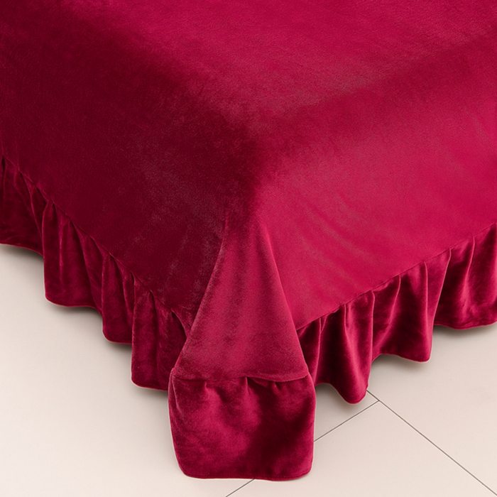 91家纺网 家纺一手货源 找家纺 绣女坊 2025新款高克重牛奶绒刺绣四件套 郁金香-酒红