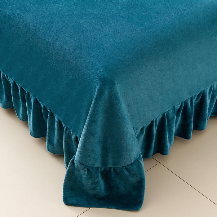 91家纺网 家纺一手货源 找家纺 绣女坊 2025新款高克重牛奶绒刺绣四件套 郁金香-孔雀蓝