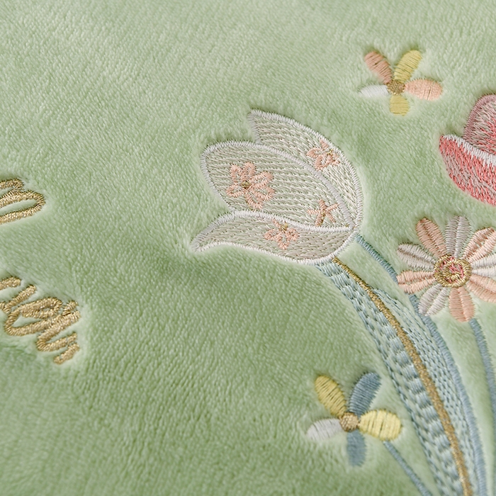 91家纺网 家纺一手货源 找家纺 绣女坊 2025新款高克重牛奶绒刺绣四件套 郁金香-嫩绿