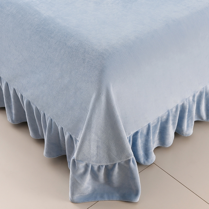 91家纺网 家纺一手货源 找家纺 绣女坊 2025新款高克重牛奶绒刺绣四件套 郁金香-天蓝