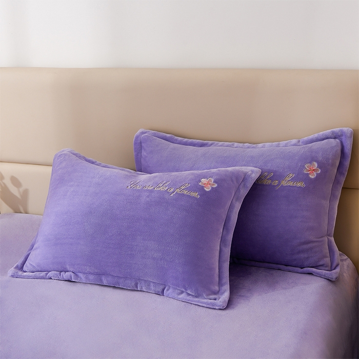 91家纺网 家纺一手货源 找家纺 绣女坊 2025新款高克重牛奶绒刺绣四件套 郁金香-香芋紫