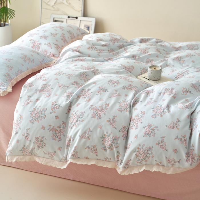 91家纺网 家纺一手货源 找家纺 （总）漫仙阁家纺 2025新款双层纱花边款韩版四件套