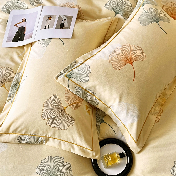 91家纺网 家纺一手货源 找家纺 帛美家纺 2025新款加厚纯棉全棉磨毛印花四件套 一叶知秋