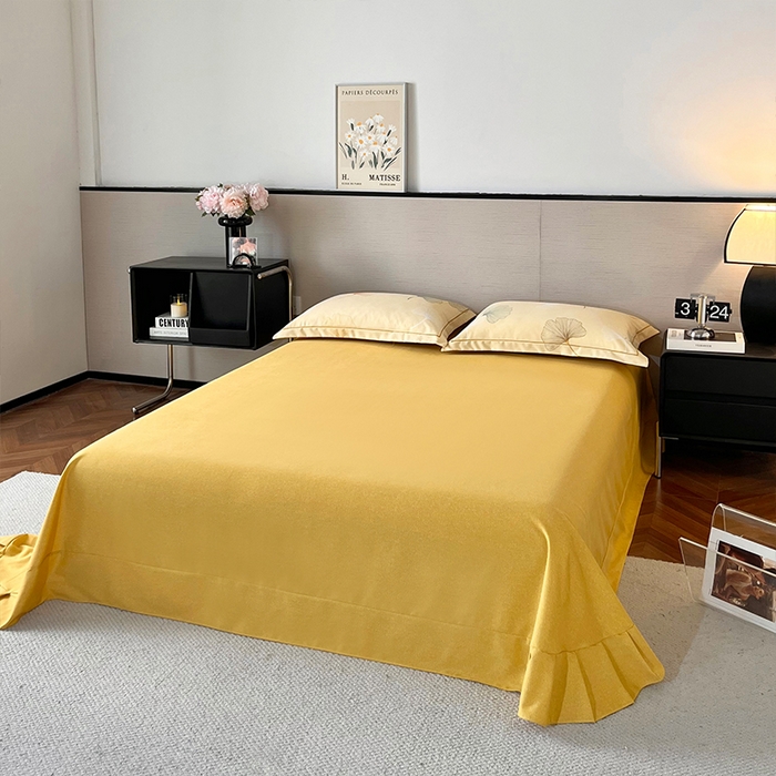 91家纺网 家纺一手货源 找家纺 帛美家纺 2025新款加厚纯棉全棉磨毛印花四件套 一叶知秋