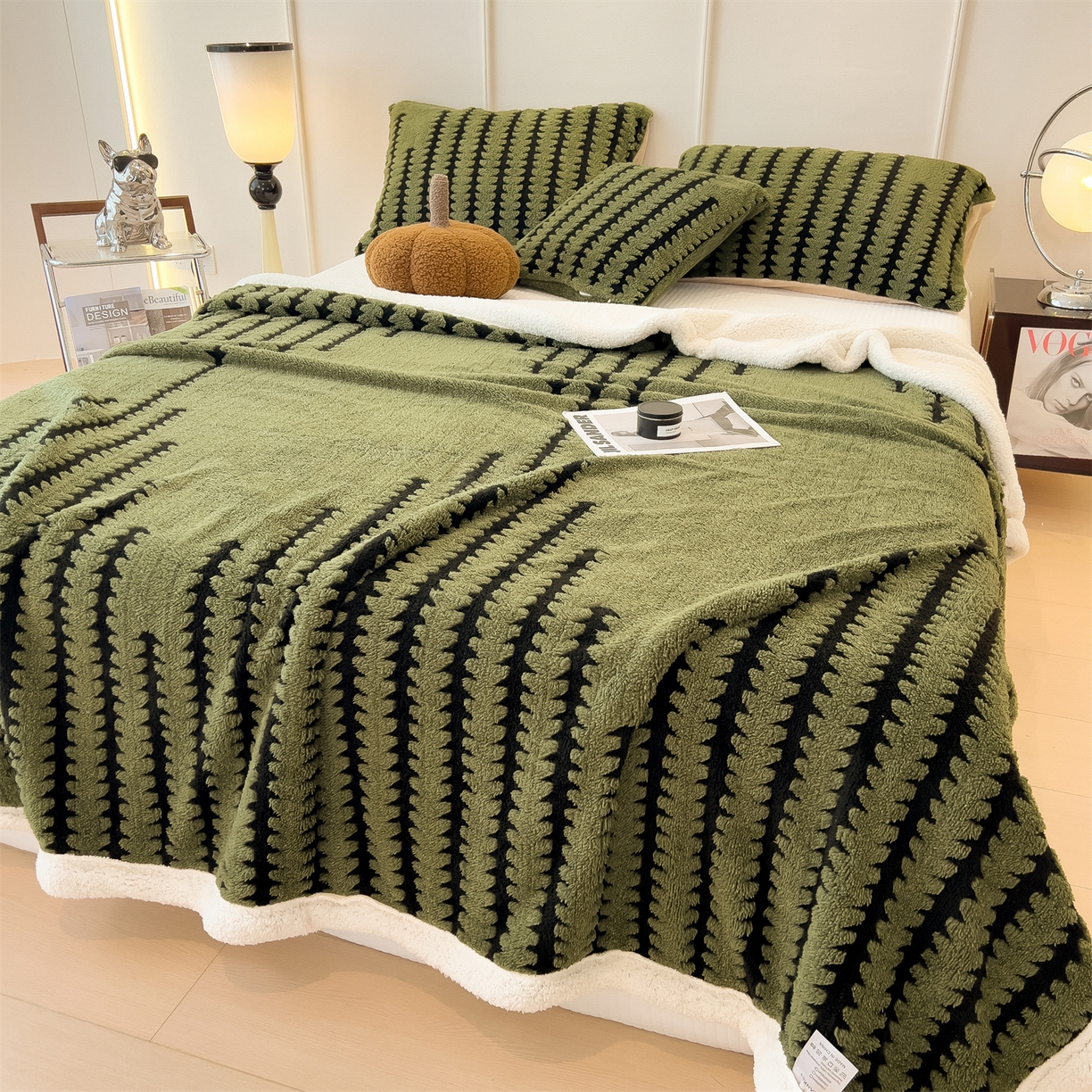 91家纺网 家纺一手货源 找家纺 丝幔家纺 2025新款云杉绒加厚保暖多功能毛毯毯子 杉影毯 绿