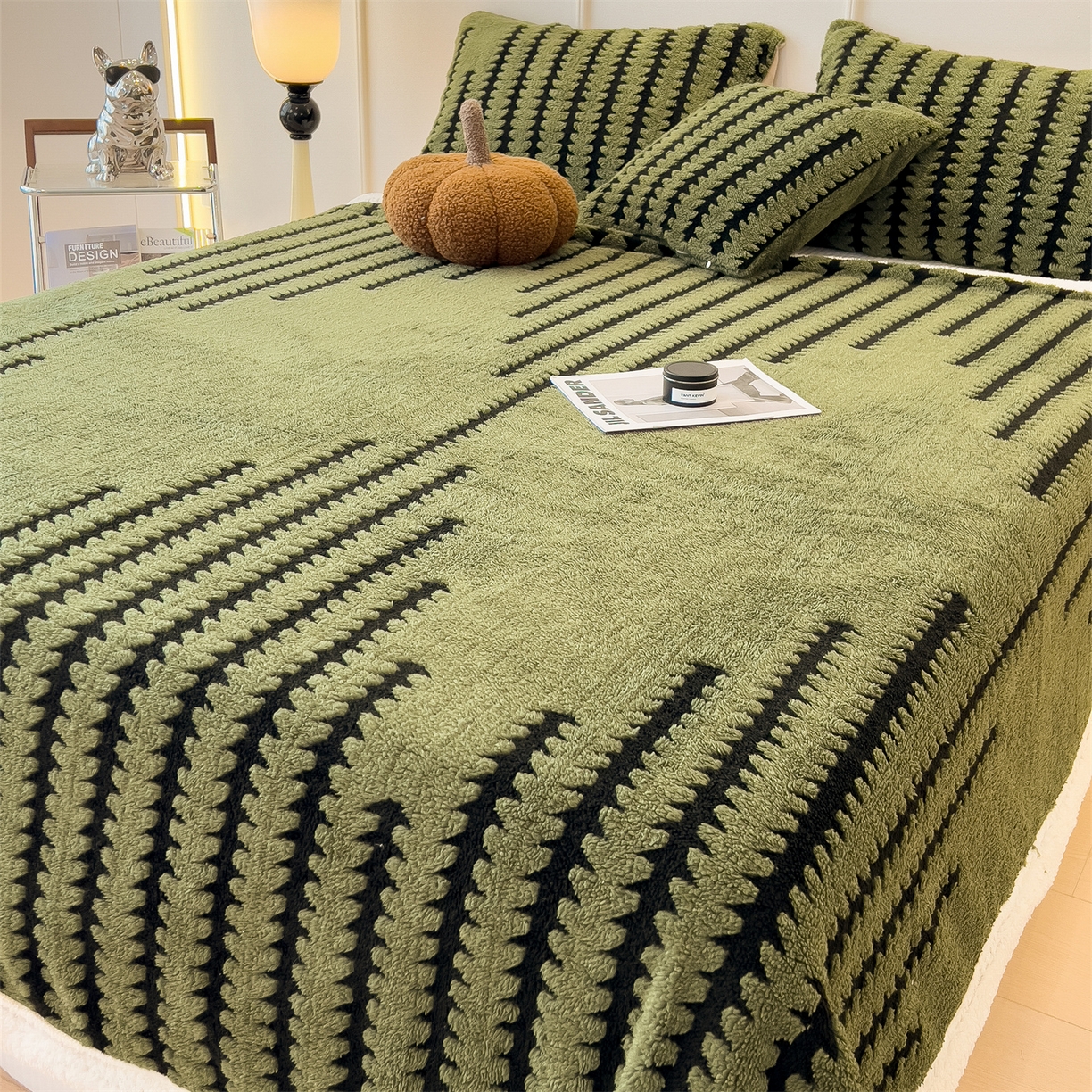 91家纺网 家纺一手货源 找家纺 丝幔家纺 2025新款云杉绒加厚保暖多功能毛毯毯子 杉影毯 绿