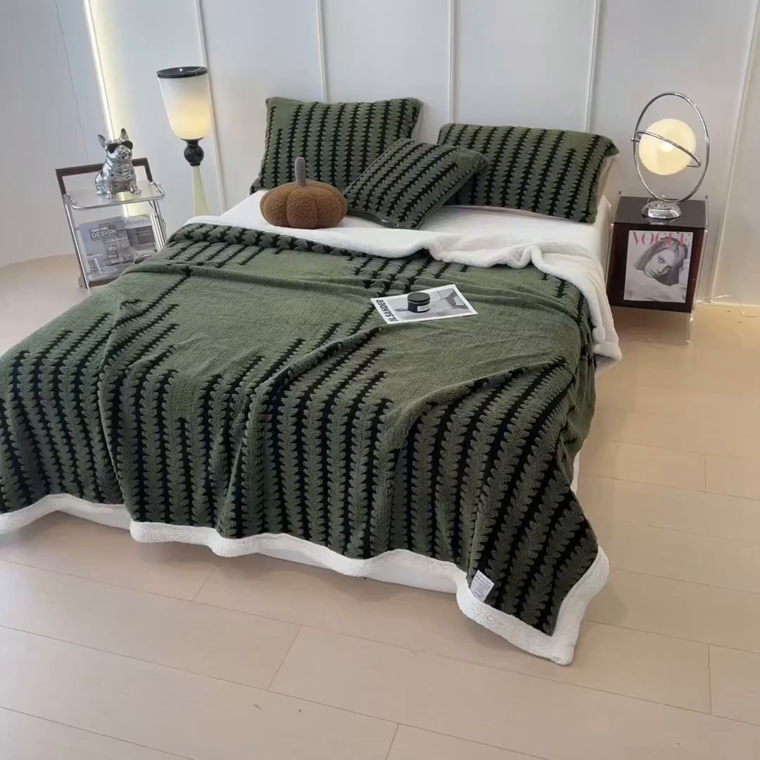 91家纺网 家纺一手货源 找家纺 丝幔家纺 2025新款云杉绒加厚保暖多功能毛毯毯子 杉影毯 绿