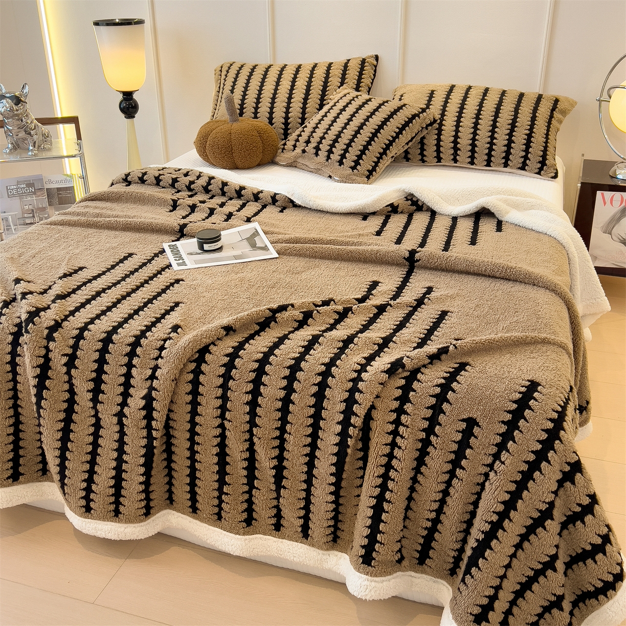 91家纺网 家纺一手货源 找家纺 丝幔家纺 2025新款云杉绒加厚保暖多功能毛毯毯子 杉影毯 咖啡