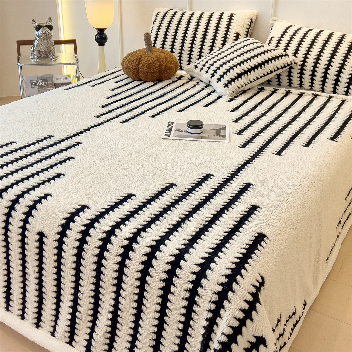 91家纺网 家纺一手货源 找家纺 丝幔家纺 2025新款云杉绒加厚保暖多功能毛毯毯子 杉影毯 奶白